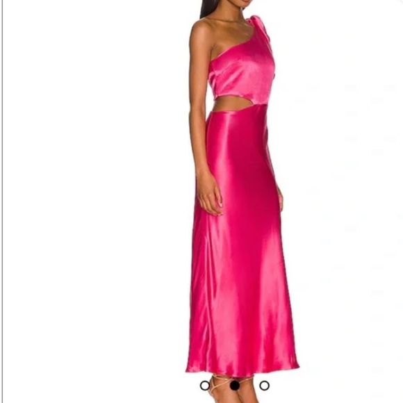 Bardot Audrey one shoulder midi dress, pink, size large - Picture 8 of 13